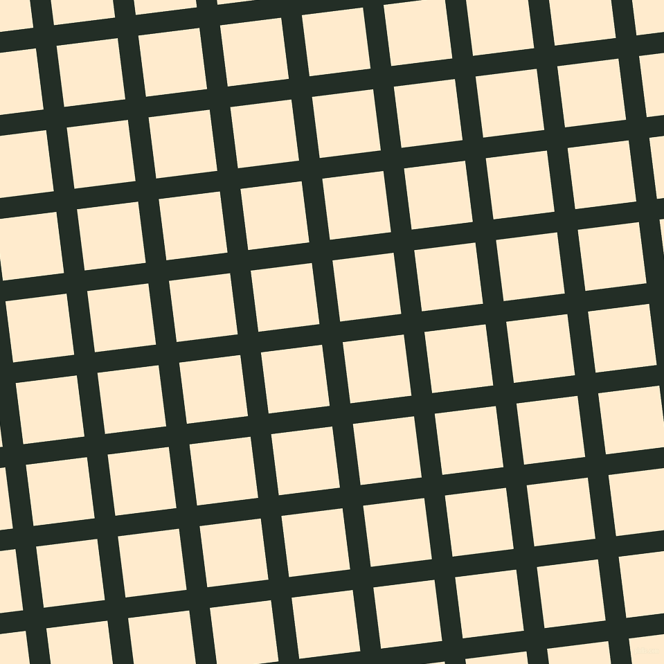 7/97 degree angle diagonal checkered chequered lines, 30 pixel line width, 89 pixel square size, Black Bean and Blanched Almond plaid checkered seamless tileable