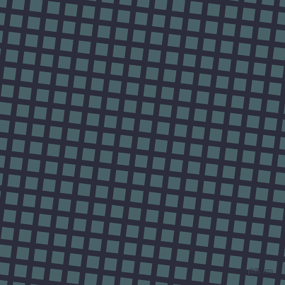 83/173 degree angle diagonal checkered chequered lines, 8 pixel lines width, 17 pixel square size, Black Rock and Smalt Blue plaid checkered seamless tileable