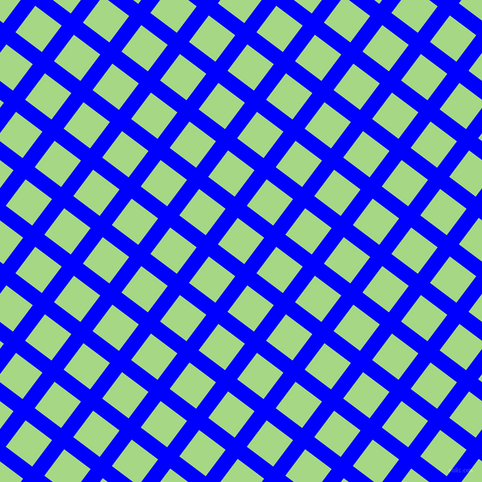 53/143 degree angle diagonal checkered chequered lines, 22 pixel line width, 48 pixel square size, Blue and Feijoa plaid checkered seamless tileable