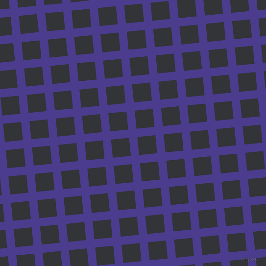 6/96 degree angle diagonal checkered chequered lines, 17 pixel line width, 37 pixel square size, Blue Gem and Ebony Clay plaid checkered seamless tileable