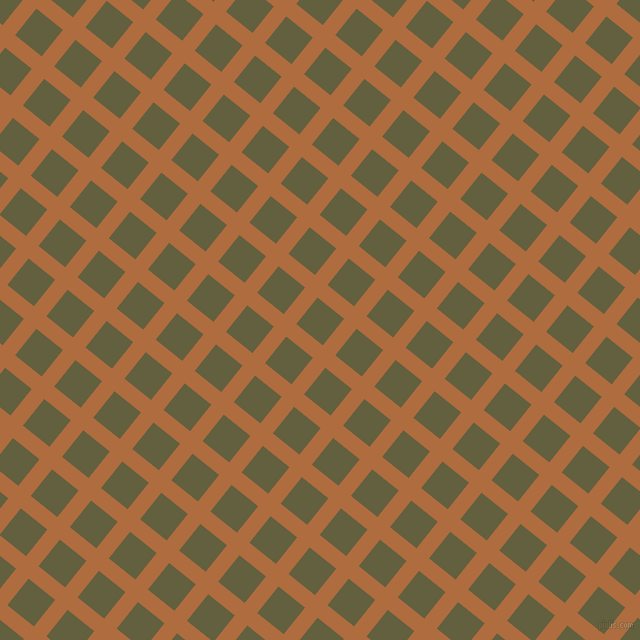 51/141 degree angle diagonal checkered chequered lines, 16 pixel line width, 34 pixel square size, Bourbon and Verdigris plaid checkered seamless tileable