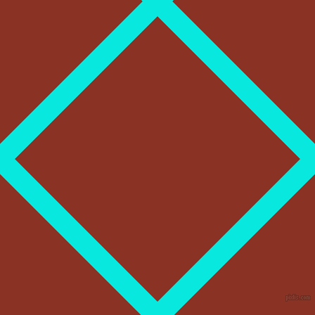 45/135 degree angle diagonal checkered chequered lines, 30 pixel line width, 287 pixel square size, Bright Turquoise and Burnt Umber plaid checkered seamless tileable