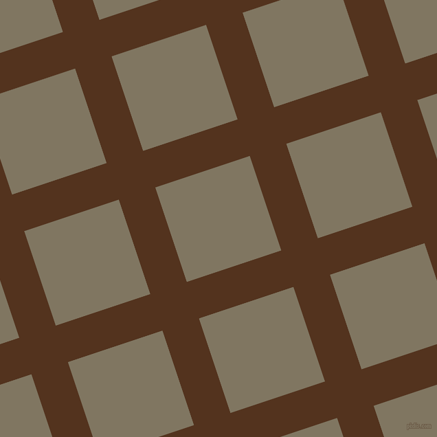 18/108 degree angle diagonal checkered chequered lines, 56 pixel line width, 145 pixel square size, Brown Bramble and Stonewall plaid checkered seamless tileable