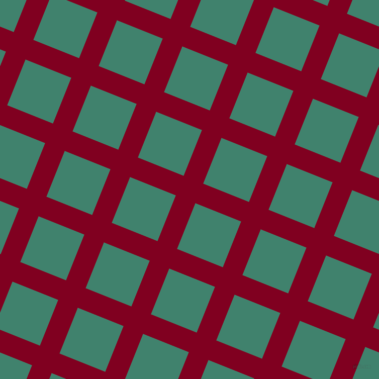 68/158 degree angle diagonal checkered chequered lines, 42 pixel line width, 98 pixel square size, Burgundy and Viridian plaid checkered seamless tileable