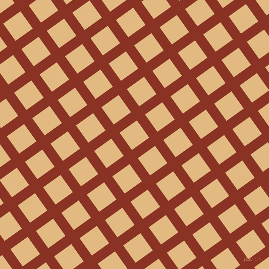 36/126 degree angle diagonal checkered chequered lines, 20 pixel line width, 42 pixel square size, Burnt Umber and Maize plaid checkered seamless tileable