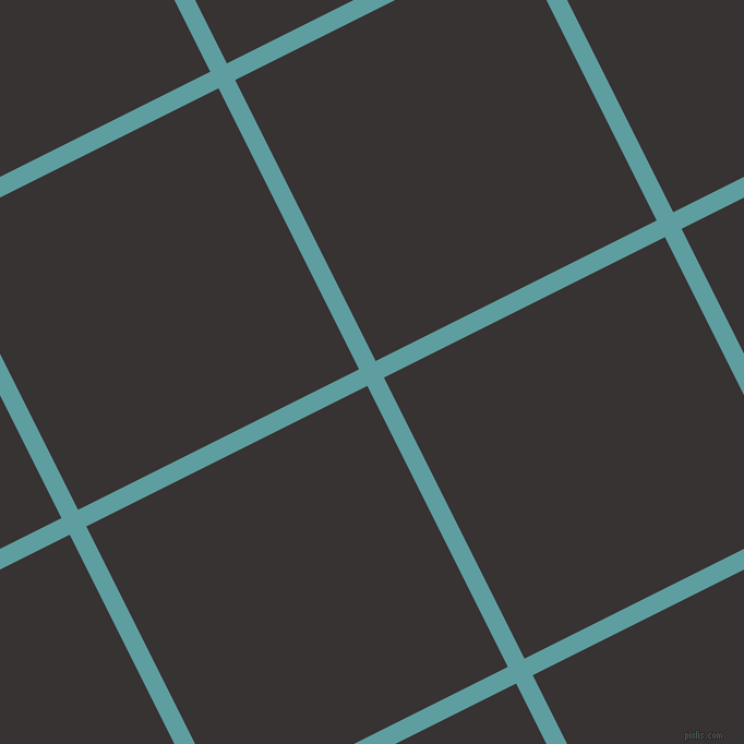 27/117 degree angle diagonal checkered chequered lines, 17 pixel lines width, 288 pixel square size, Cadet Blue and Gondola plaid checkered seamless tileable