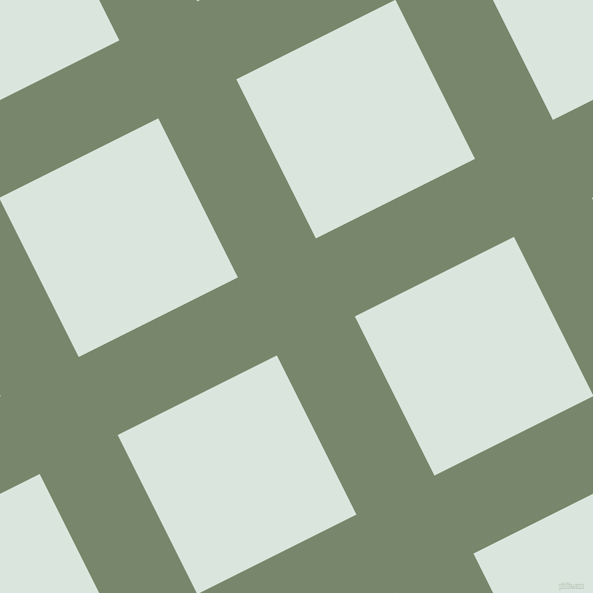 27/117 degree angle diagonal checkered chequered lines, 125 pixel lines width, 255 pixel square size, Camouflage Green and Swans Down plaid checkered seamless tileable