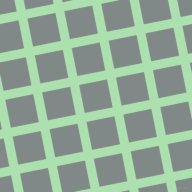 11/101 degree angle diagonal checkered chequered lines, 31 pixel lines width, 97 pixel square size, Celadon and Oslo Grey plaid checkered seamless tileable