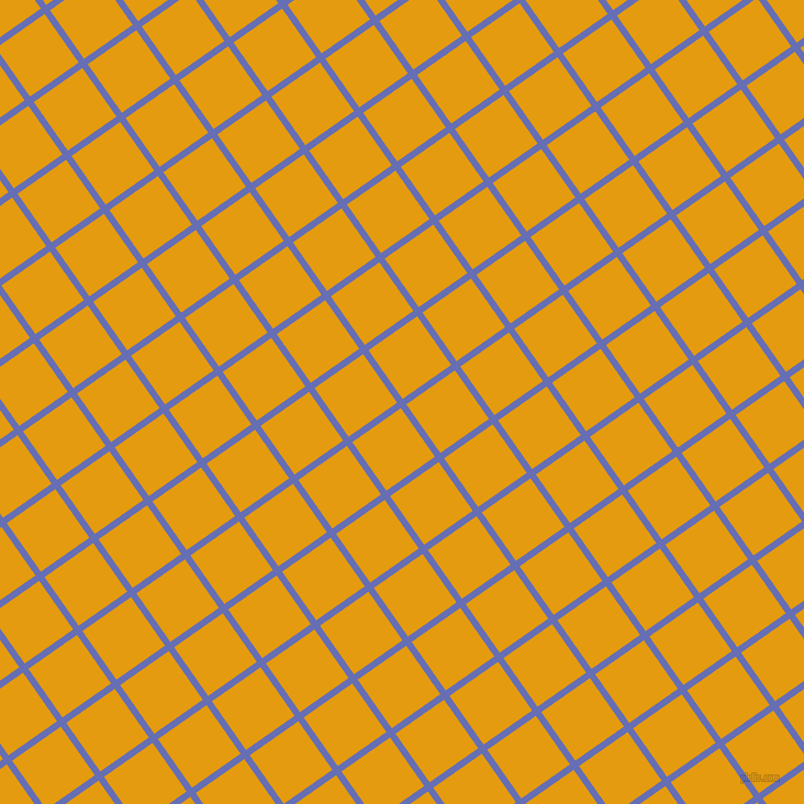 35/125 degree angle diagonal checkered chequered lines, 6 pixel line width, 54 pixel square size, Chetwode Blue and Gamboge plaid checkered seamless tileable