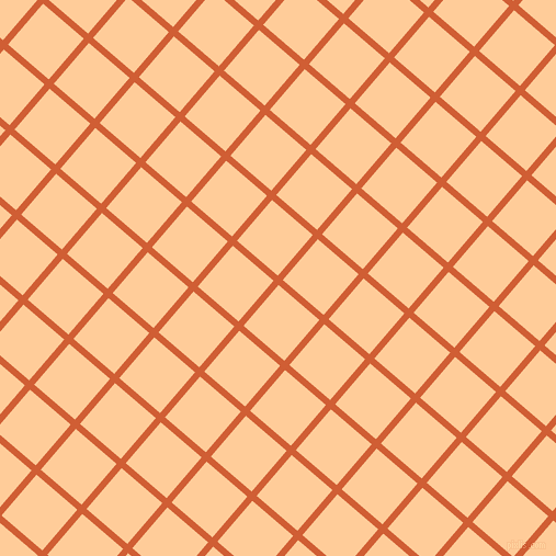 49/139 degree angle diagonal checkered chequered lines, 6 pixel line width, 49 pixel square size, Chilean Fire and Peach-Orange plaid checkered seamless tileable