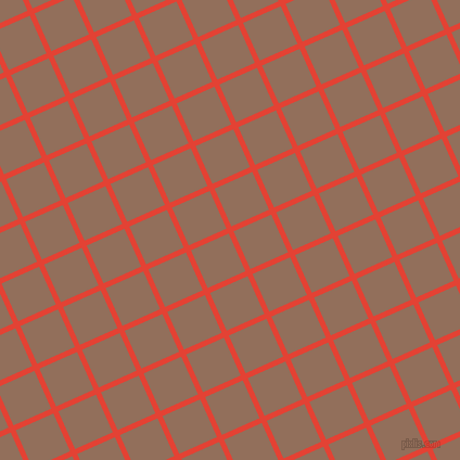 24/114 degree angle diagonal checkered chequered lines, 5 pixel lines width, 38 pixel square size, Cinnabar and Beaver plaid checkered seamless tileable