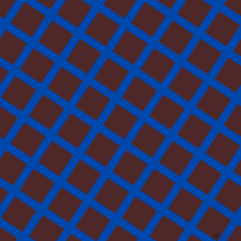 56/146 degree angle diagonal checkered chequered lines, 16 pixel line width, 51 pixel square size, Cobalt and Volcano plaid checkered seamless tileable