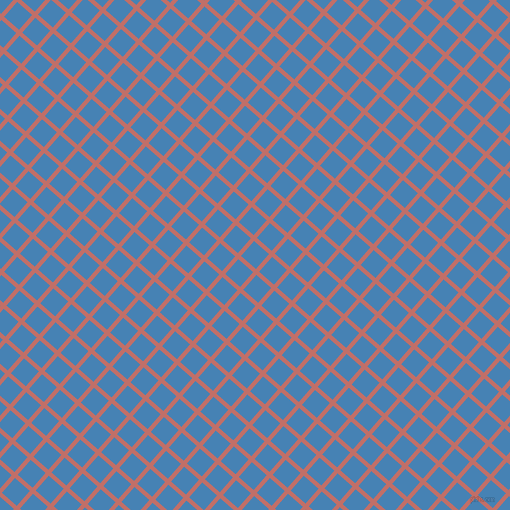 49/139 degree angle diagonal checkered chequered lines, 6 pixel lines width, 28 pixel square size, Contessa and Steel Blue plaid checkered seamless tileable