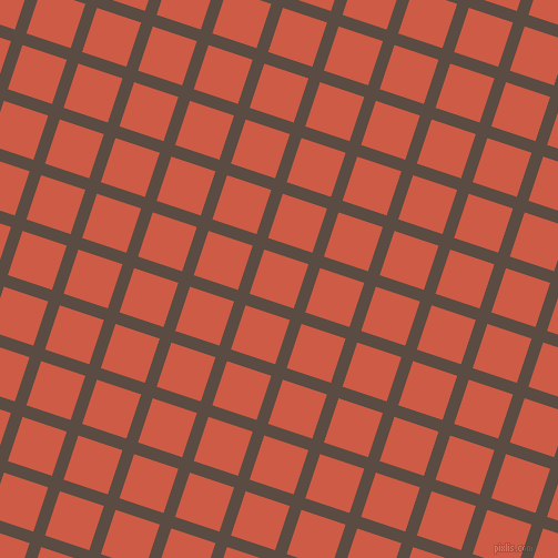 72/162 degree angle diagonal checkered chequered lines, 11 pixel line width, 42 pixel square size, Cork and Dark Coral plaid checkered seamless tileable