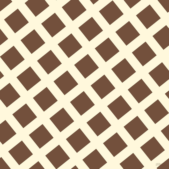 39/129 degree angle diagonal checkered chequered lines, 34 pixel lines width, 68 pixel square size, Corn Silk and Old Copper plaid checkered seamless tileable