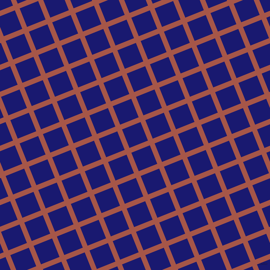 22/112 degree angle diagonal checkered chequered lines, 17 pixel line width, 66 pixel square size, Crail and Midnight Blue plaid checkered seamless tileable