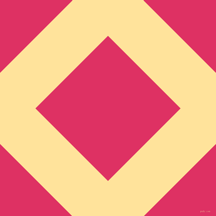 45/135 degree angle diagonal checkered chequered lines, 173 pixel line width, 354 pixel square size, Cream Brulee and Cerise plaid checkered seamless tileable