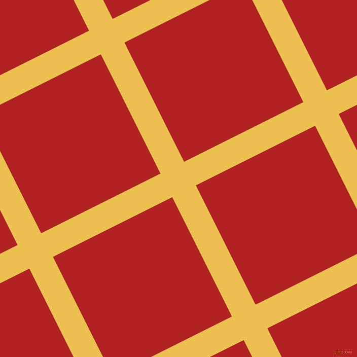 27/117 degree angle diagonal checkered chequered lines, 52 pixel line width, 263 pixel square size, Cream Can and Fire Brick plaid checkered seamless tileable