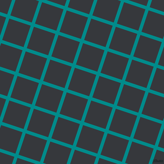 72/162 degree angle diagonal checkered chequered lines, 11 pixel line width, 74 pixel square size, Dark Cyan and Vulcan plaid checkered seamless tileable
