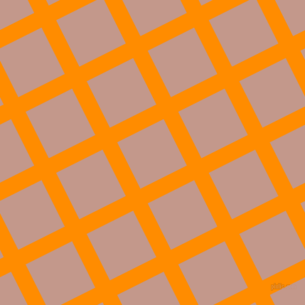 27/117 degree angle diagonal checkered chequered lines, 23 pixel lines width, 73 pixel square size, Dark Orange and Quicksand plaid checkered seamless tileable