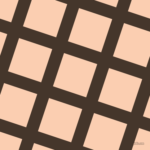 72/162 degree angle diagonal checkered chequered lines, 40 pixel line width, 113 pixel square size, Dark Rum and Apricot plaid checkered seamless tileable