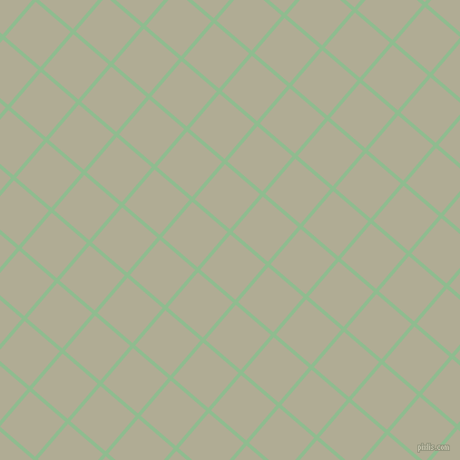 49/139 degree angle diagonal checkered chequered lines, 4 pixel lines width, 51 pixel square size, Dark Sea Green and Eagle plaid checkered seamless tileable