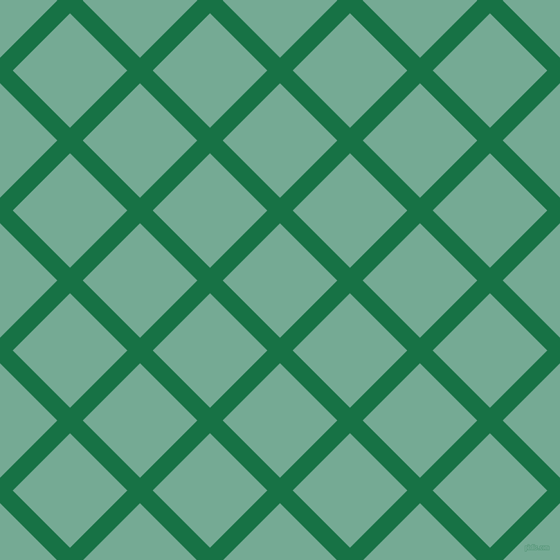 45/135 degree angle diagonal checkered chequered lines, 26 pixel line width, 117 pixel square size, Dark Spring Green and Acapulco plaid checkered seamless tileable
