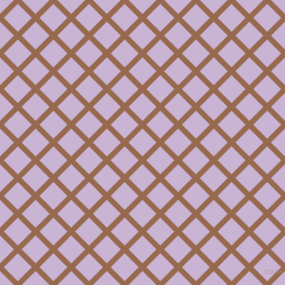 45/135 degree angle diagonal checkered chequered lines, 11 pixel line width, 40 pixel square size, Dark Tan and Prelude plaid checkered seamless tileable