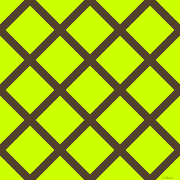 45/135 degree angle diagonal checkered chequered lines, 26 pixel lines width, 110 pixel square size, Deep Bronze and Electric Lime plaid checkered seamless tileable