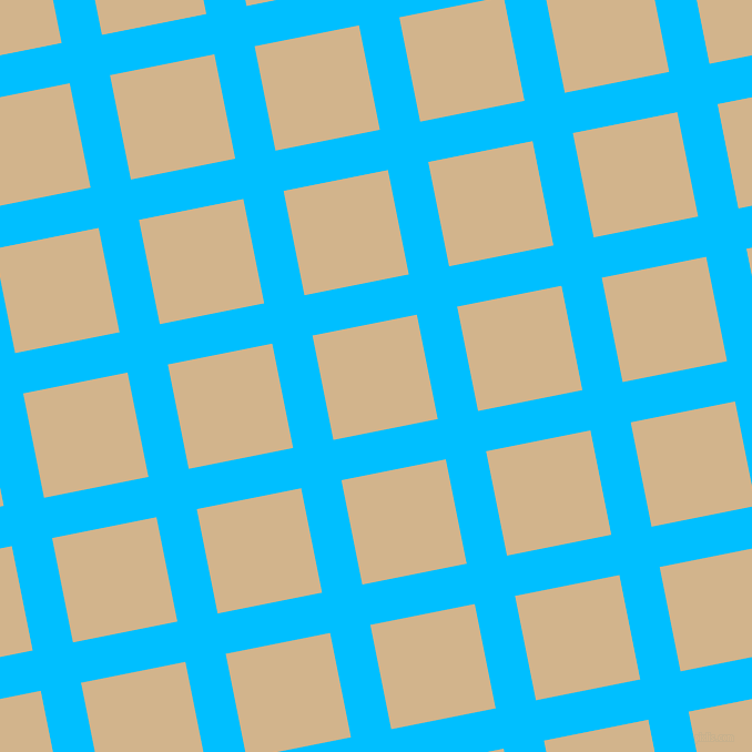 11/101 degree angle diagonal checkered chequered lines, 37 pixel lines width, 96 pixel square size, Deep Sky Blue and Tan plaid checkered seamless tileable