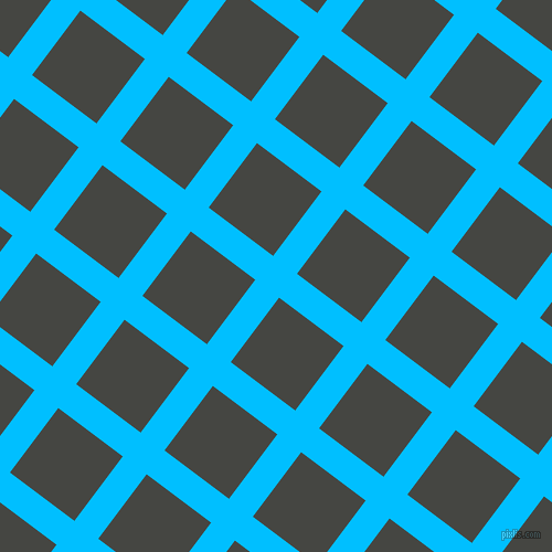53/143 degree angle diagonal checkered chequered lines, 27 pixel lines width, 73 pixel square size, Deep Sky Blue and Tuatara plaid checkered seamless tileable