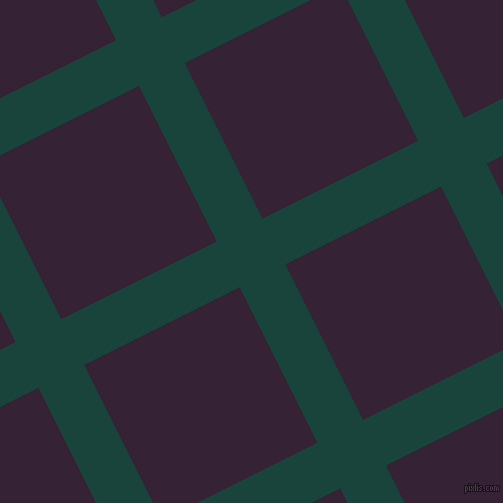 27/117 degree angle diagonal checkered chequered lines, 51 pixel line width, 174 pixel square size, Deep Teal and Mardi Gras plaid checkered seamless tileable