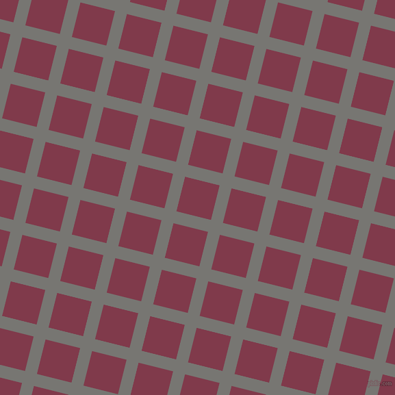 76/166 degree angle diagonal checkered chequered lines, 18 pixel line width, 52 pixel square size, Dove Grey and Camelot plaid checkered seamless tileable