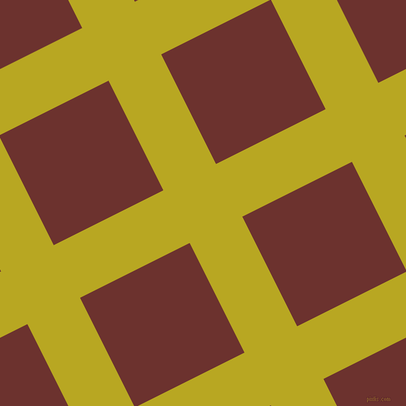 27/117 degree angle diagonal checkered chequered lines, 86 pixel line width, 179 pixel square size, Earls Green and Kenyan Copper plaid checkered seamless tileable