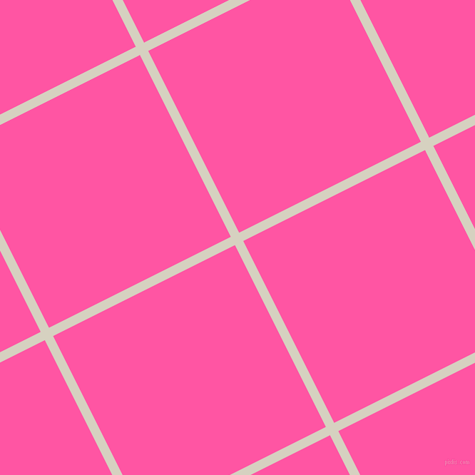 27/117 degree angle diagonal checkered chequered lines, 13 pixel line width, 285 pixel square size, Ecru White and Brilliant Rose plaid checkered seamless tileable