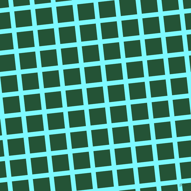 6/96 degree angle diagonal checkered chequered lines, 16 pixel line width, 56 pixel square size, Electric Blue and Kaitoke Green plaid checkered seamless tileable