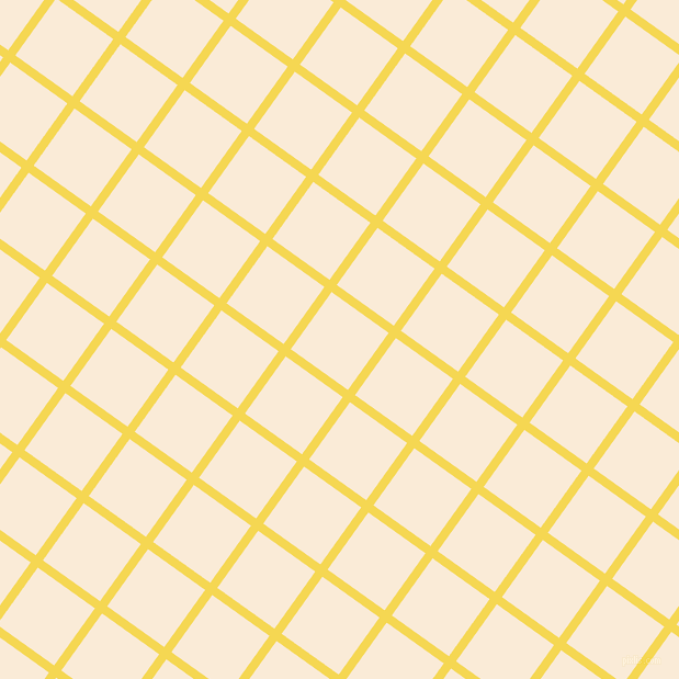 54/144 degree angle diagonal checkered chequered lines, 8 pixel lines width, 64 pixel square size, Energy Yellow and Antique White plaid checkered seamless tileable