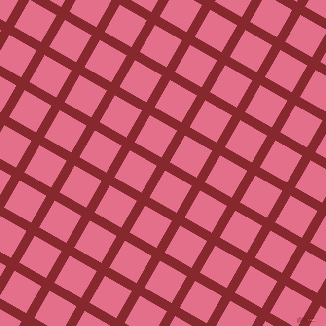 60/150 degree angle diagonal checkered chequered lines, 19 pixel line width, 63 pixel square size, Flame Red and Deep Blush plaid checkered seamless tileable