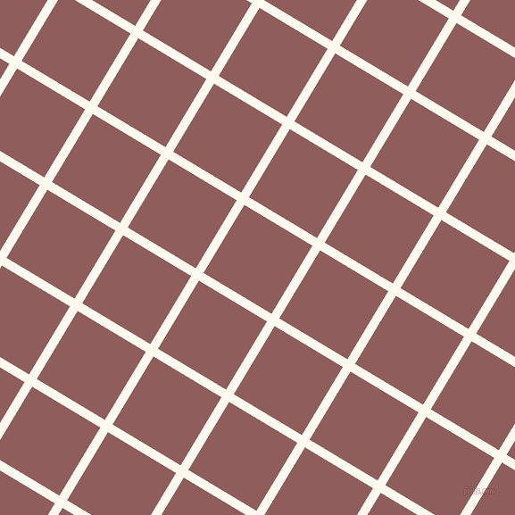 59/149 degree angle diagonal checkered chequered lines, 10 pixel line width, 89 pixel square size, Floral White and Rose Taupe plaid checkered seamless tileable