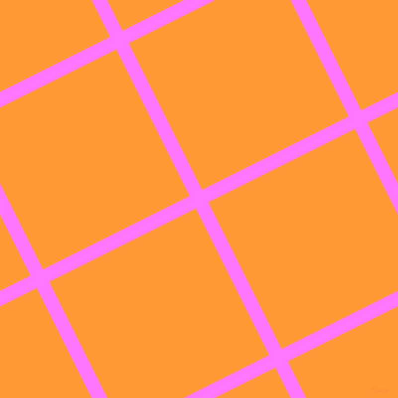 27/117 degree angle diagonal checkered chequered lines, 28 pixel line width, 330 pixel square size, Fuchsia Pink and Neon Carrot plaid checkered seamless tileable