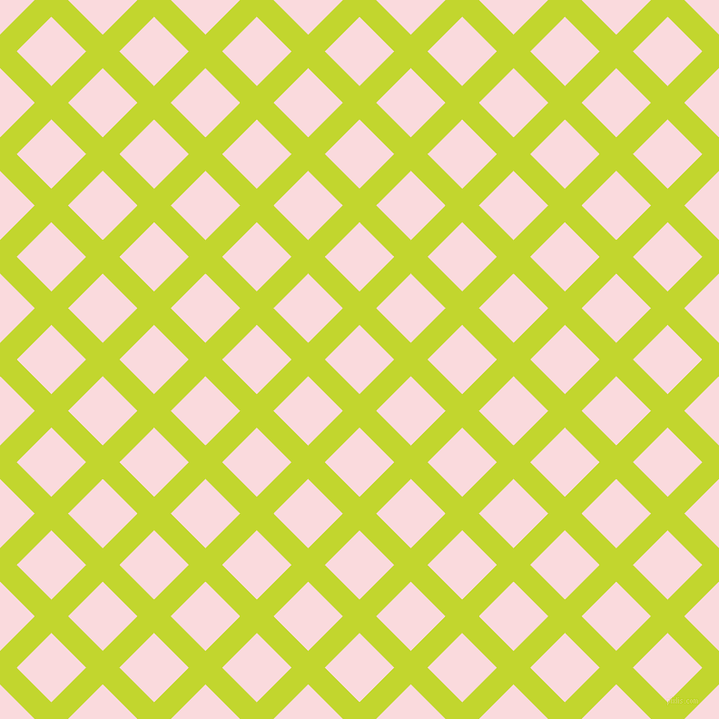 45/135 degree angle diagonal checkered chequered lines, 26 pixel lines width, 54 pixel square size, Fuego and Pale Pink plaid checkered seamless tileable