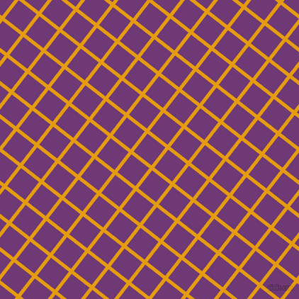 52/142 degree angle diagonal checkered chequered lines, 5 pixel line width, 32 pixel square size, Gamboge and Eminence plaid checkered seamless tileable