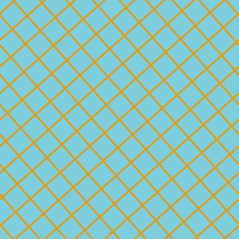 42/132 degree angle diagonal checkered chequered lines, 6 pixel line width, 63 pixel square size, Gamboge and Spray plaid checkered seamless tileable