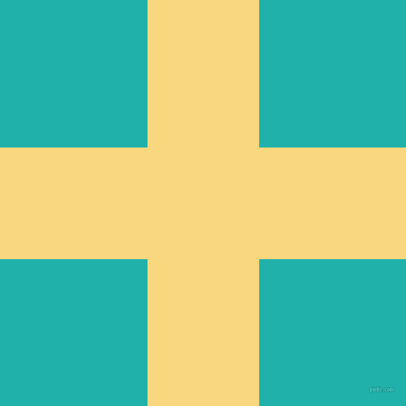 checkered chequered horizontal vertical lines, 162 pixel line width, 427 pixel square size, Golden Glow and Light Sea Green plaid checkered seamless tileable