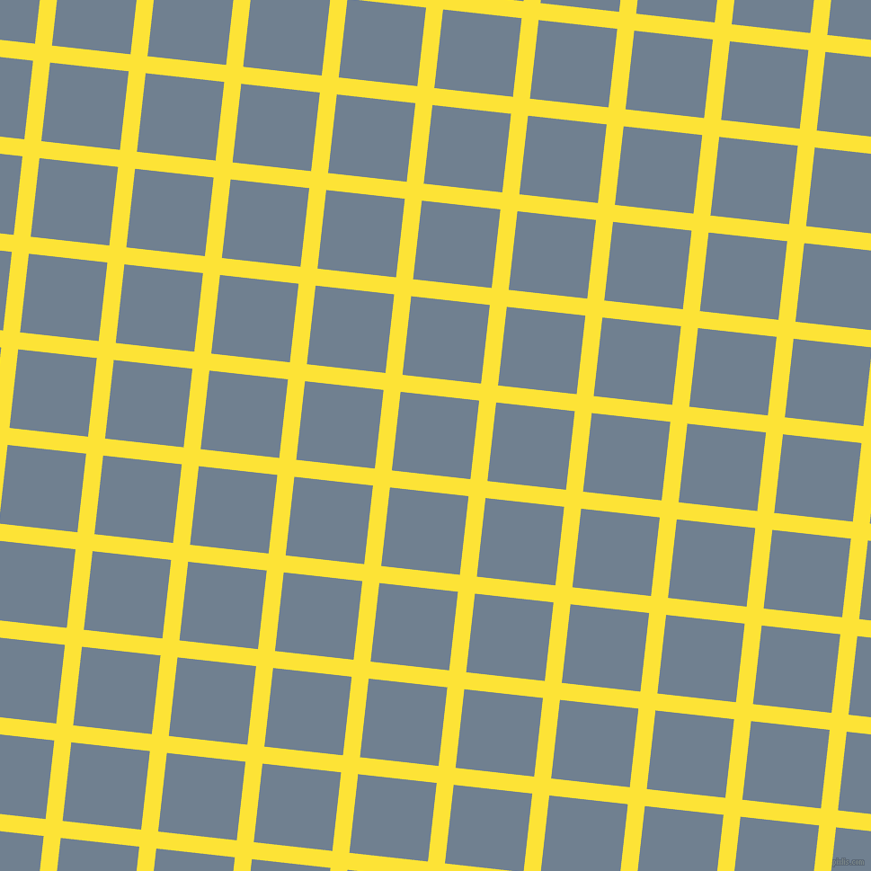 84/174 degree angle diagonal checkered chequered lines, 19 pixel line width, 88 pixel square size, Gorse and Slate Grey plaid checkered seamless tileable