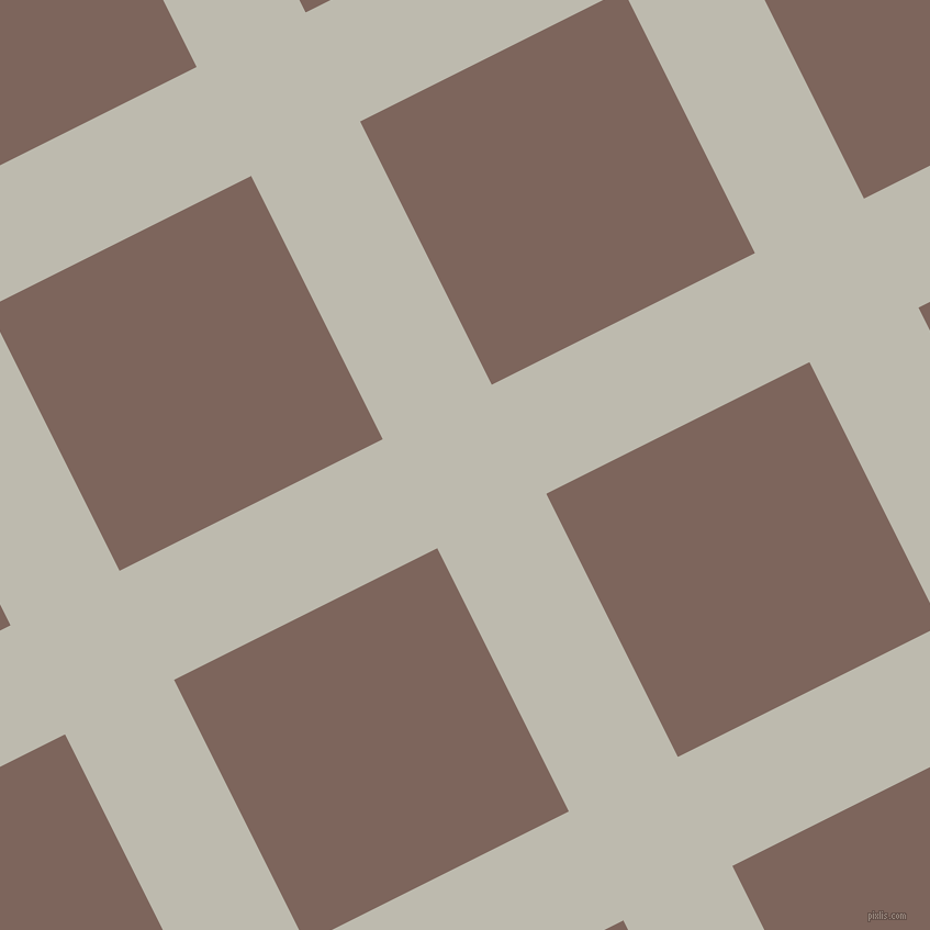 27/117 degree angle diagonal checkered chequered lines, 111 pixel lines width, 268 pixel square size, Grey Nickel and Russett plaid checkered seamless tileable