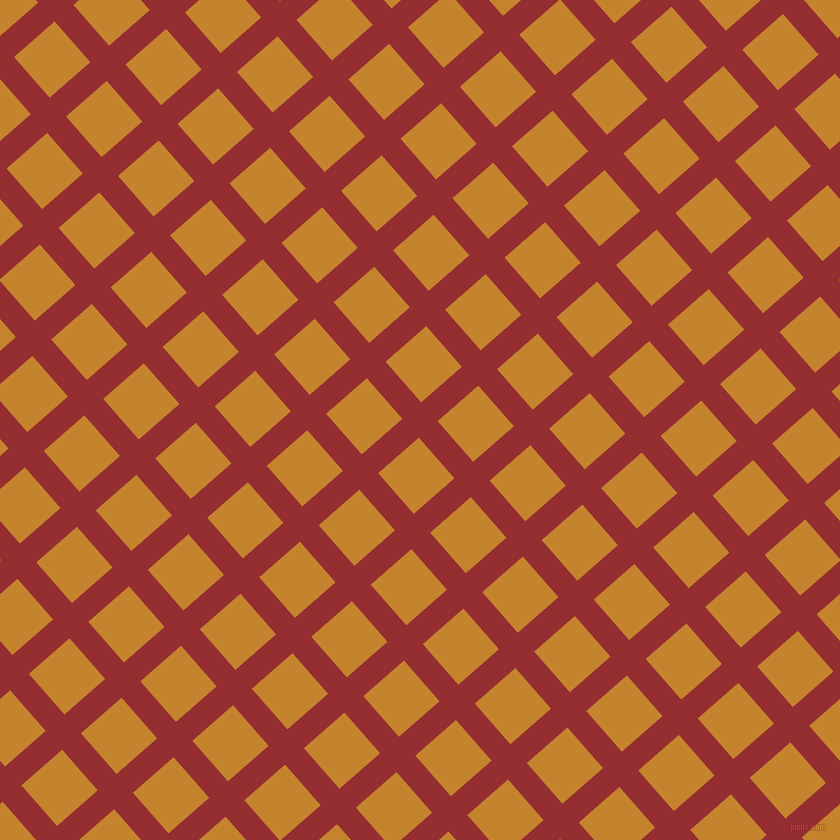 41/131 degree angle diagonal checkered chequered lines, 25 pixel line width, 54 pixel square size, Guardsman Red and Geebung plaid checkered seamless tileable
