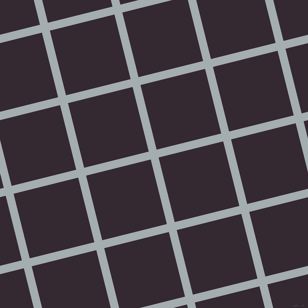 14/104 degree angle diagonal checkered chequered lines, 26 pixel line width, 213 pixel square size, Gull Grey and Melanzane plaid checkered seamless tileable