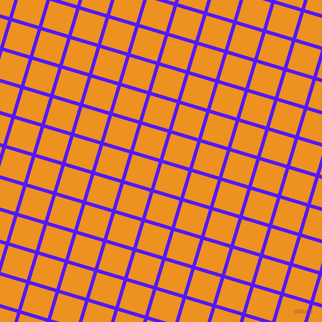 73/163 degree angle diagonal checkered chequered lines, 7 pixel lines width, 54 pixel square size, Han Purple and Carrot Orange plaid checkered seamless tileable