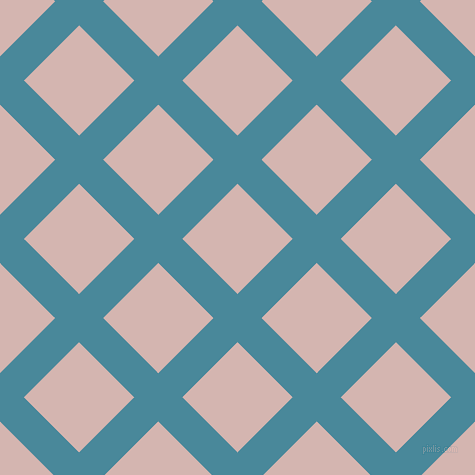 45/135 degree angle diagonal checkered chequered lines, 34 pixel line width, 78 pixel square size, Hippie Blue and Oyster Pink plaid checkered seamless tileable